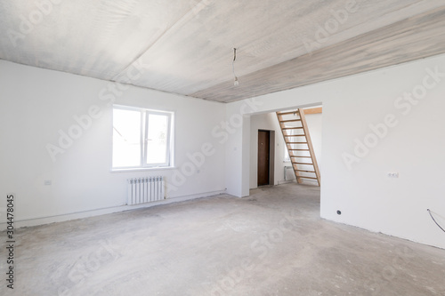 Russia, Moscow- July 06, 2019: interior room apartment. rough repair for self-finishing. finishing stage of construction. townhouse