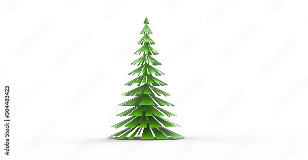 Christmas Tree on White 3D Rendering