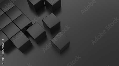 black abstract background with cubes, wallpaper 3d illustration © mvdesign