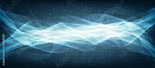 Light Digital Sound Wave Low and Hight richter scale on Blue Background,technology and earthquake wave  diagram concept,design for music studio and science,Vector Illustration.