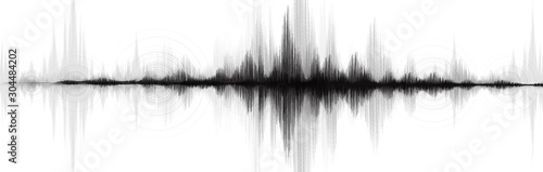 Earthquake Wave Low and Hight richter scale with Circle Vibration on White paper background,Digital Sound wave diagram concept,design for education and science,Vector Illustration.
