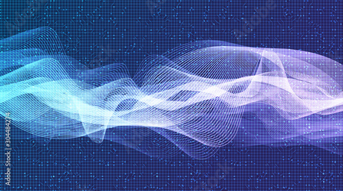 Technology Digital Sound Wave on Blue and purple Background,Music and Hi-tech diagram concept,design for music studio and science,Vector Illustration.