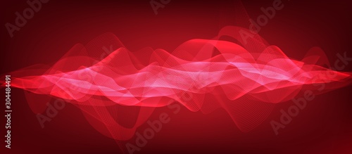 Red Digital Sound Wave Background,technology and red blood concept,design for music studio and science,Vector Illustration.