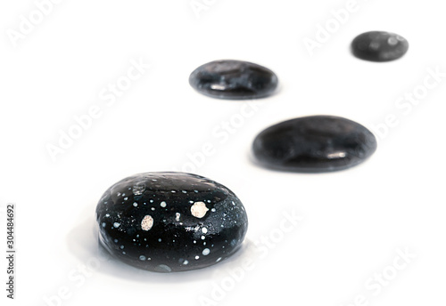 wet beach pebbles, on white