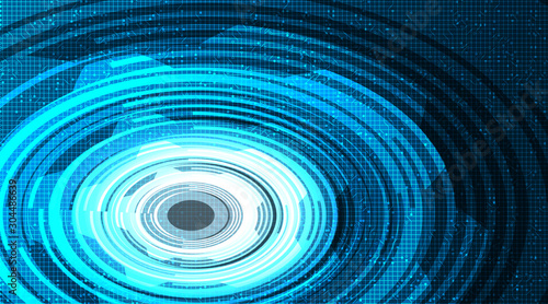 Future Technology Circle with Circuit Microchip Line on blue Background,Digital and Communication Concept design,Vector illustration.