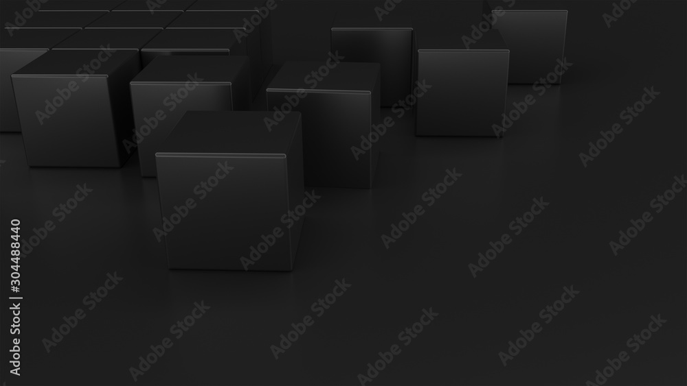 black abstract background with cubes, wallpaper 3d illustration black abstract background with cubes, wallpaper 3d illustration