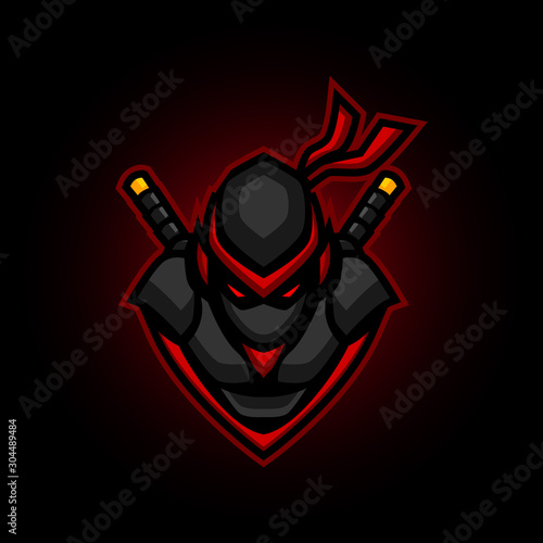 ninja e sports logo gaming mascot vector design