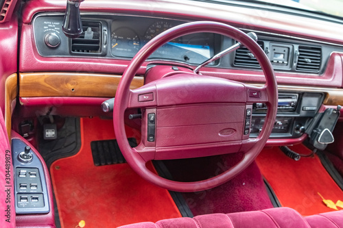 interior retro car, dashboard.close up © pablofilatelly