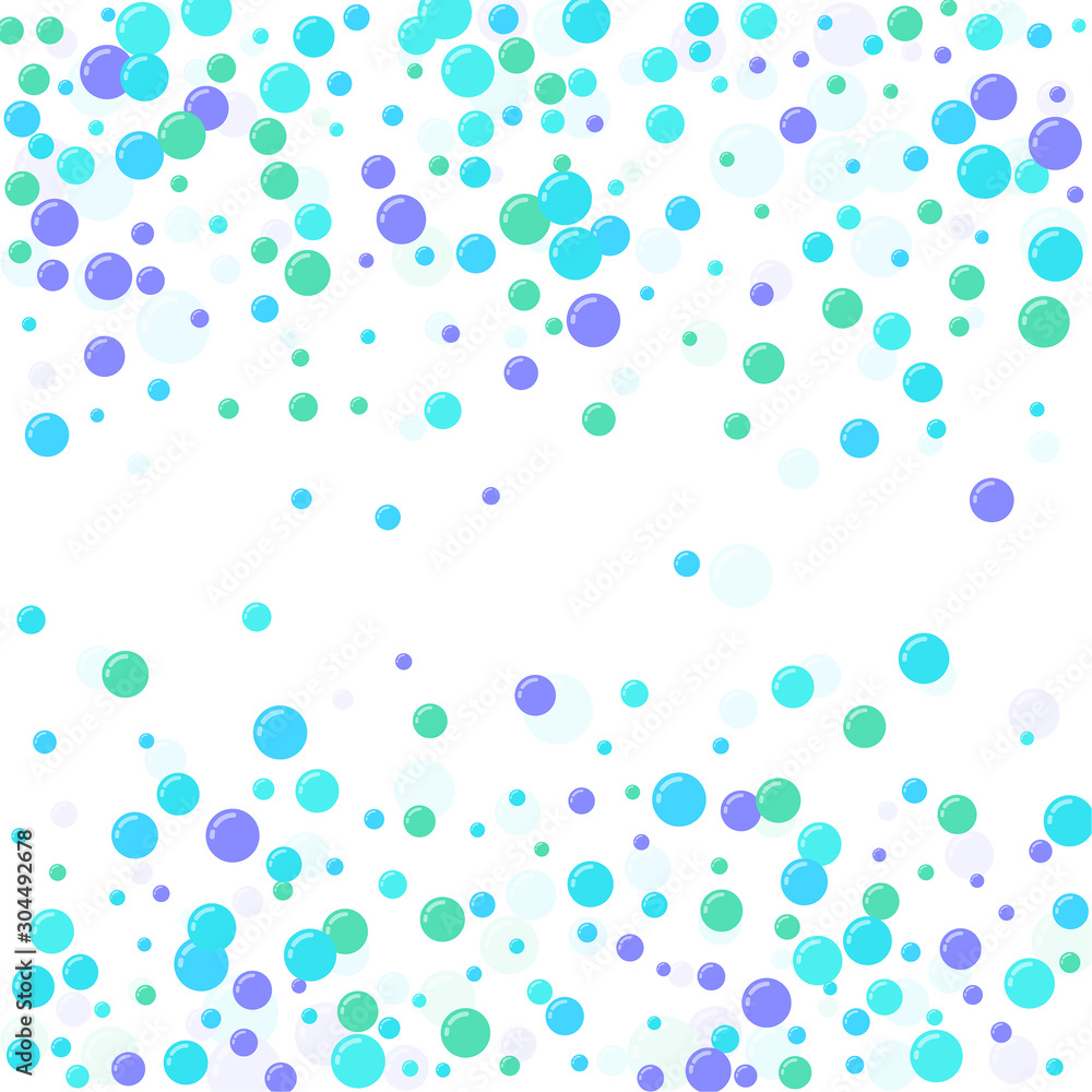 Festive multicolored circles, confetti. Randomly scattered colored bubbles. Childish vibrant round dots on white background for decoration. Vector illustration.