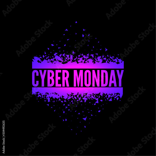 Cyber Monday with tech circuit board texture. Vector inscription cyber monday on black background.