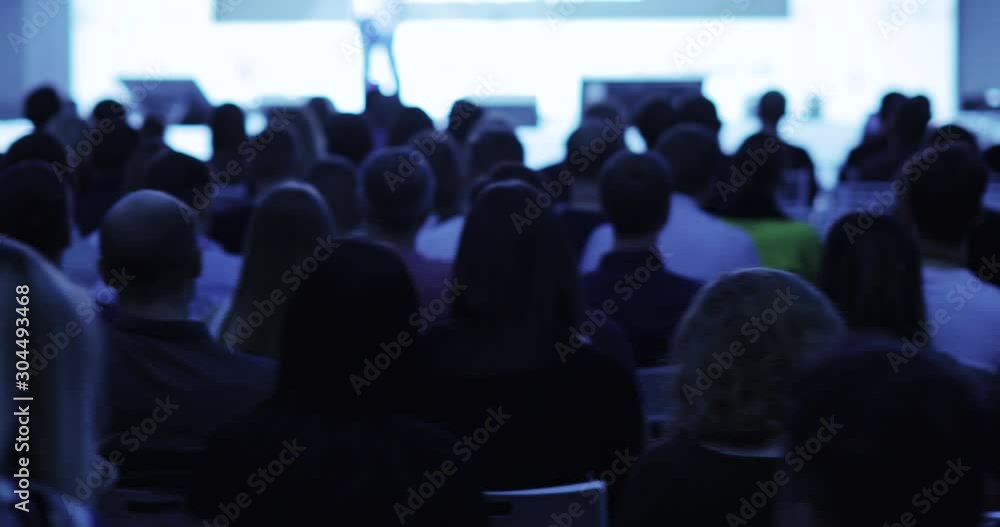 Educational business training, seminar. Viewers are listening speaker ...