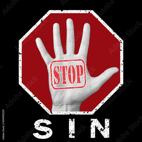 Vászonkép Stop sin conceptual illustration. Global social problem
