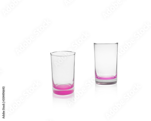 pink glass on a white background