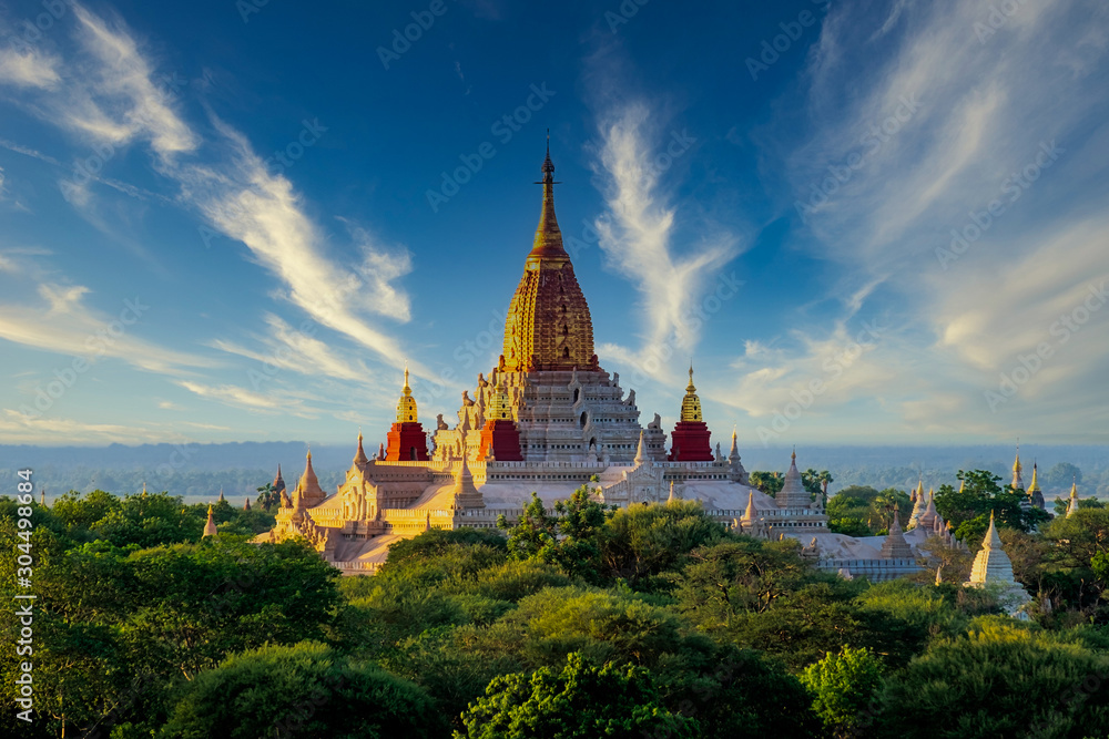 Landscape view of Ananda temple in old Bagan area, Myanmar