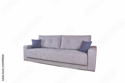 Grey double sofa with grey dark cushions