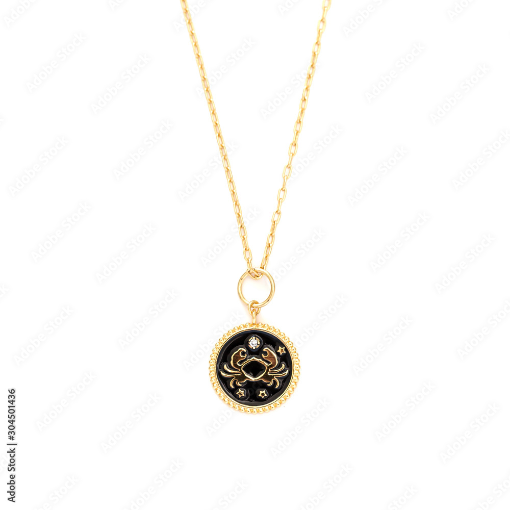 Isolated Gold Zodiac Sign Necklace Isolated Gold Zodiac Sign Necklace