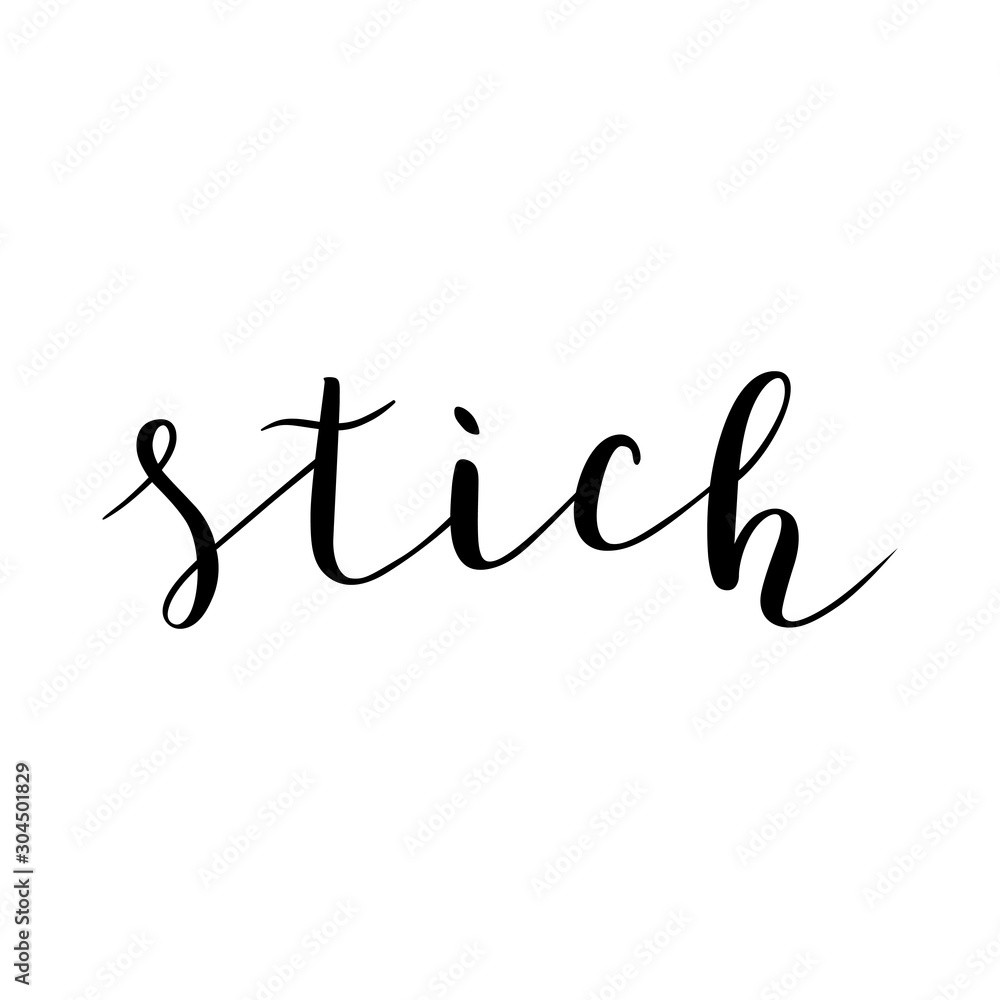 Stich vector word isolated, brush pen lettering, beautiful calligraphy writing, cursive text, good for logotype or label design. Stich vector word isolated, brush pen lettering, beautiful calligraphy writing, cursive text, good for logotype or label design.
