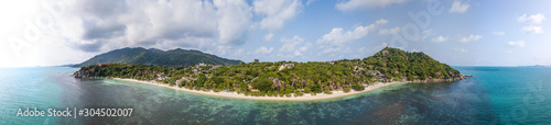panoramic view from the air on the coastline of Koh Phangan island. Thailand © alexkazachok
