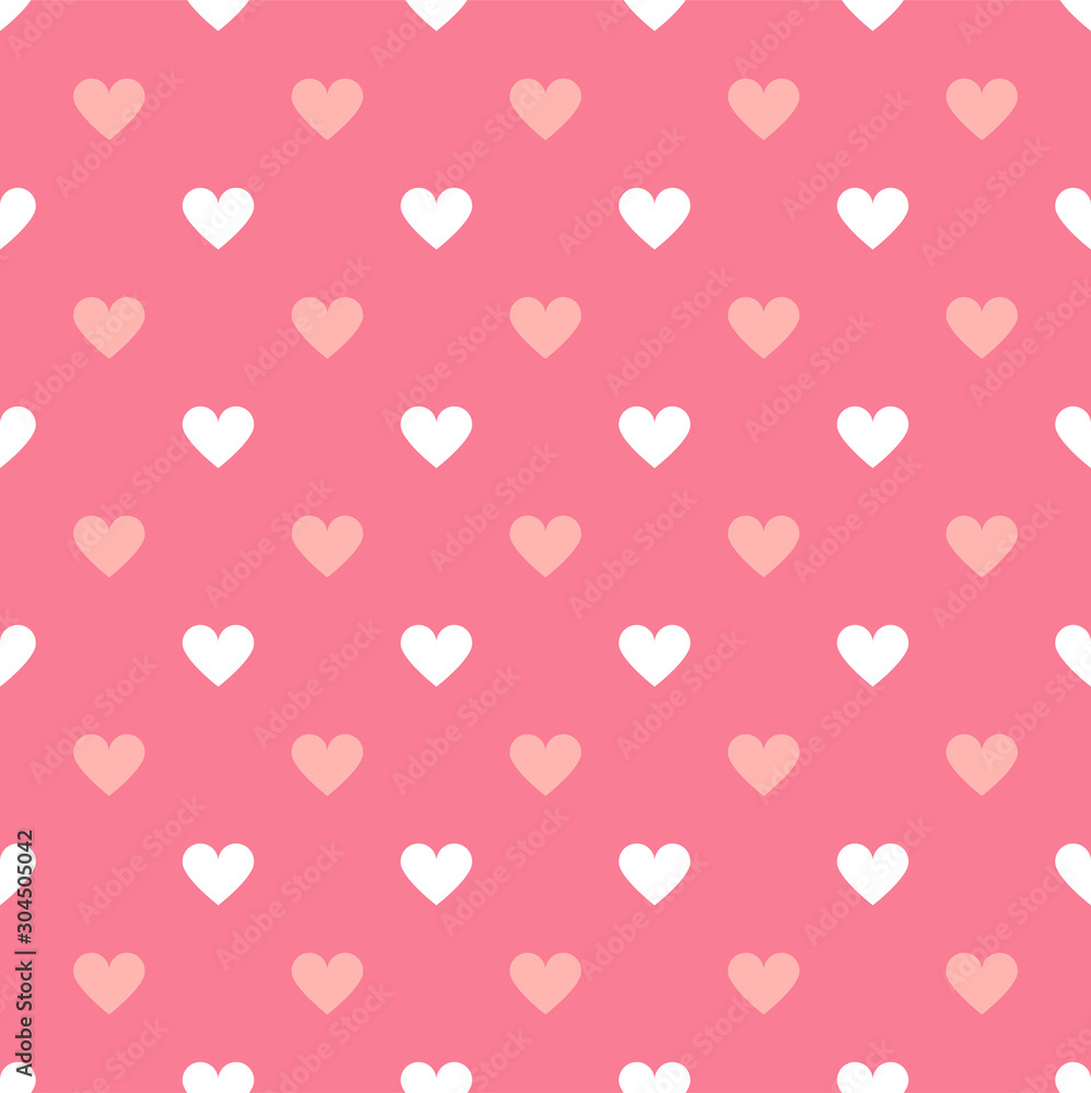 Simple seamless geometric pattern with hearts in pink colors. Cute background - Valentines day design Simple seamless geometric pattern with hearts in pink colors. Cute background - Valentines day design