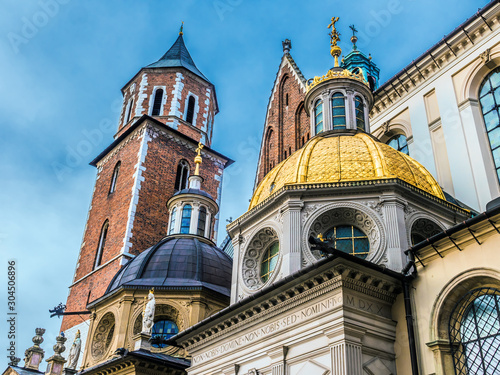 Bild auf Leinwand Vasa and Sigismund's Chapels of Wawel Cathedral, Krakow, Poland