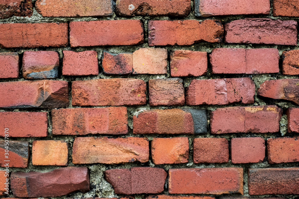 Close up of red brick wall Close up of red brick wall