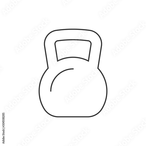 Kettle bell line icon on white background. Editable stroke