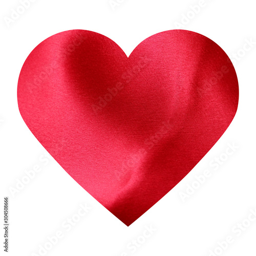 red silk heart on white background