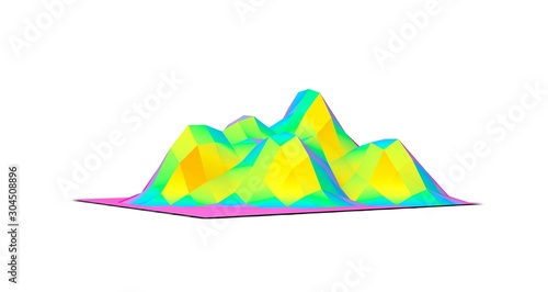 3D Graphic Mountain on White 3D Rendering