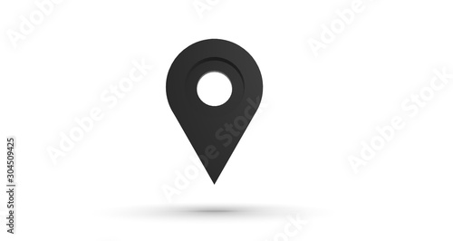 Map Point on isolated White with shadow 3D Rendering
