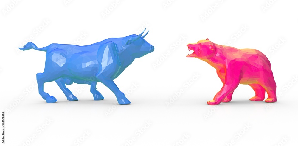 bull and bear market stock 3d
