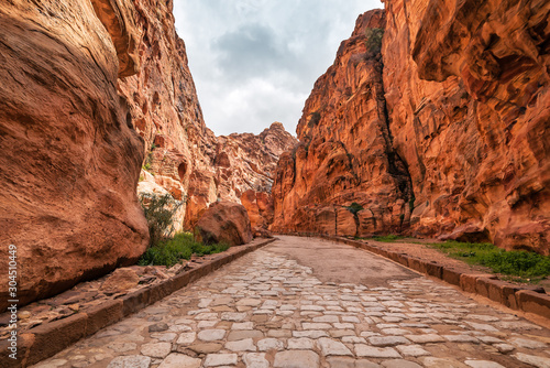 road in canyon Siq in Petra photo