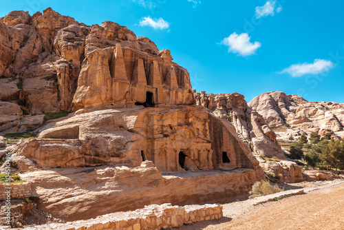 ruins of old Nabataean city Petra in Jordan