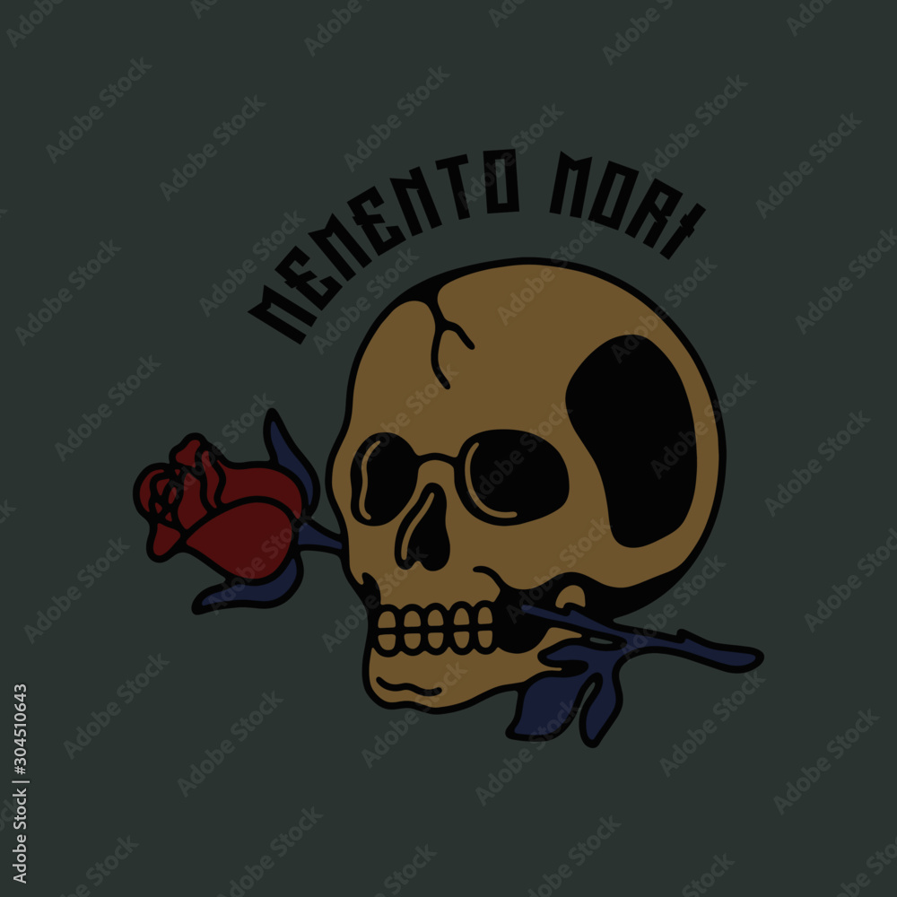 Skull rose on black background Skull rose on black background