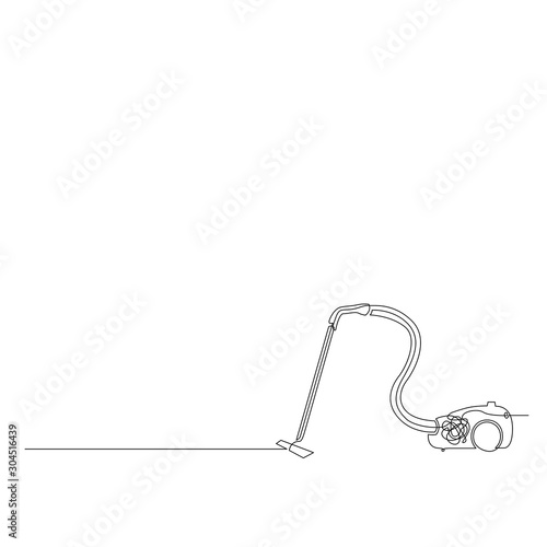 Continuous one line vacuum cleaner. Vector illustration.