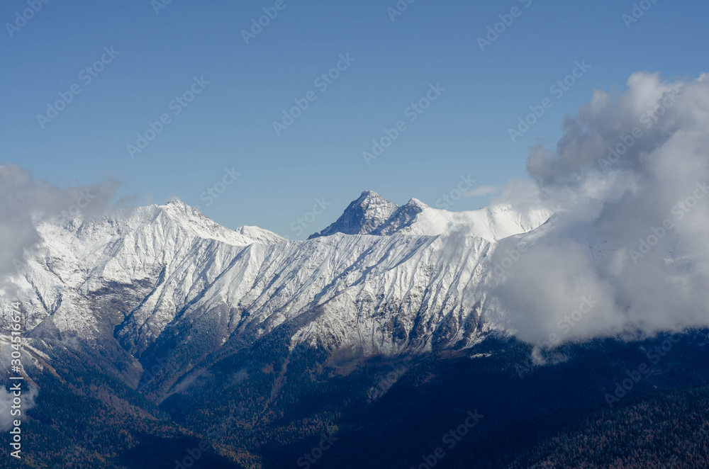 mountains and clouds