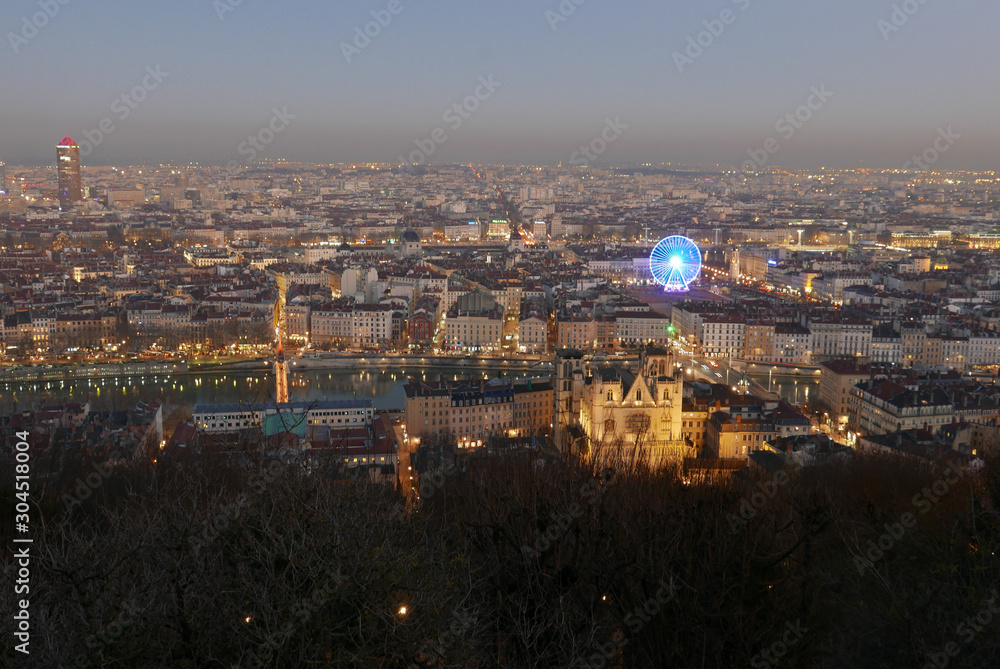 Obraz premium city ​​of lyon, in the rhone alpes region in france