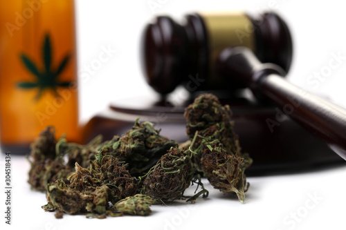 Marijuana grass with judge hummer isolated photo