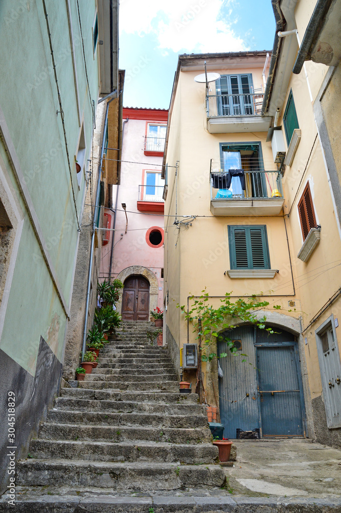 A street of Campagna, old village of Salerno province, Italy.