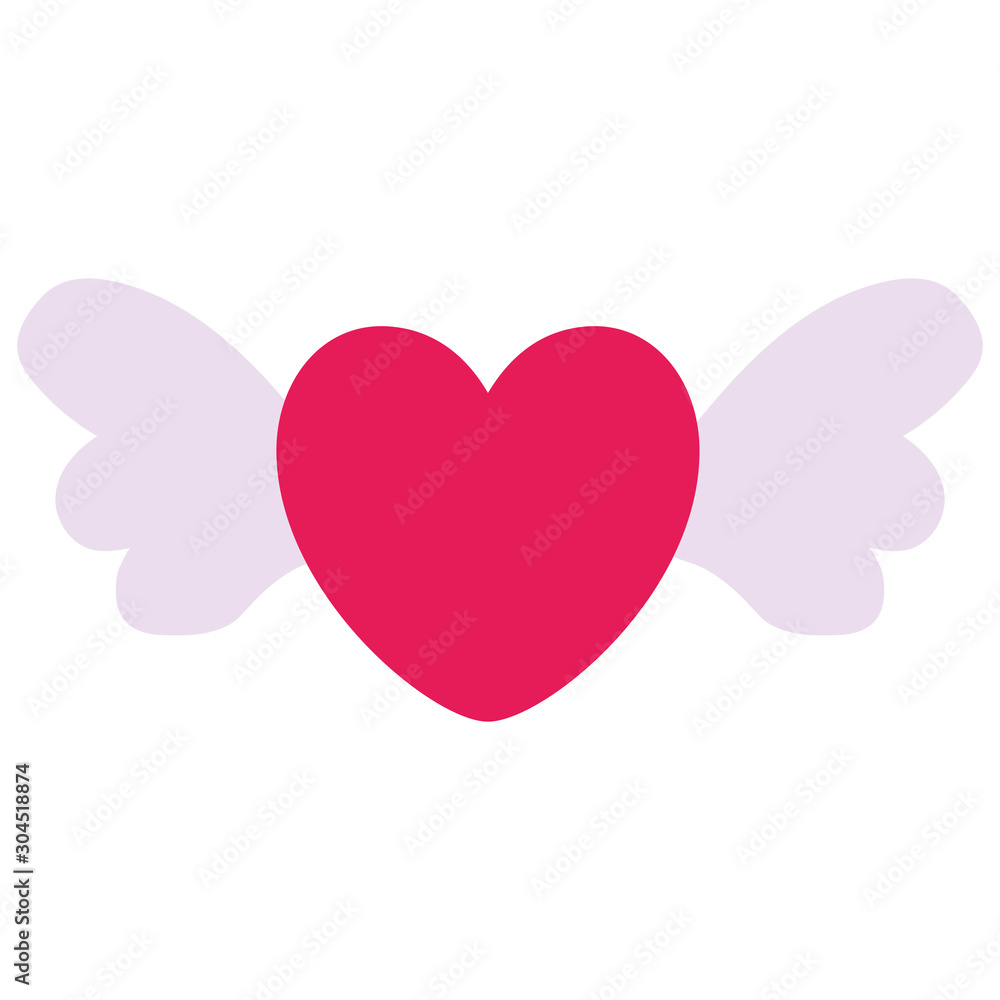 Isolated heart with wings vector design