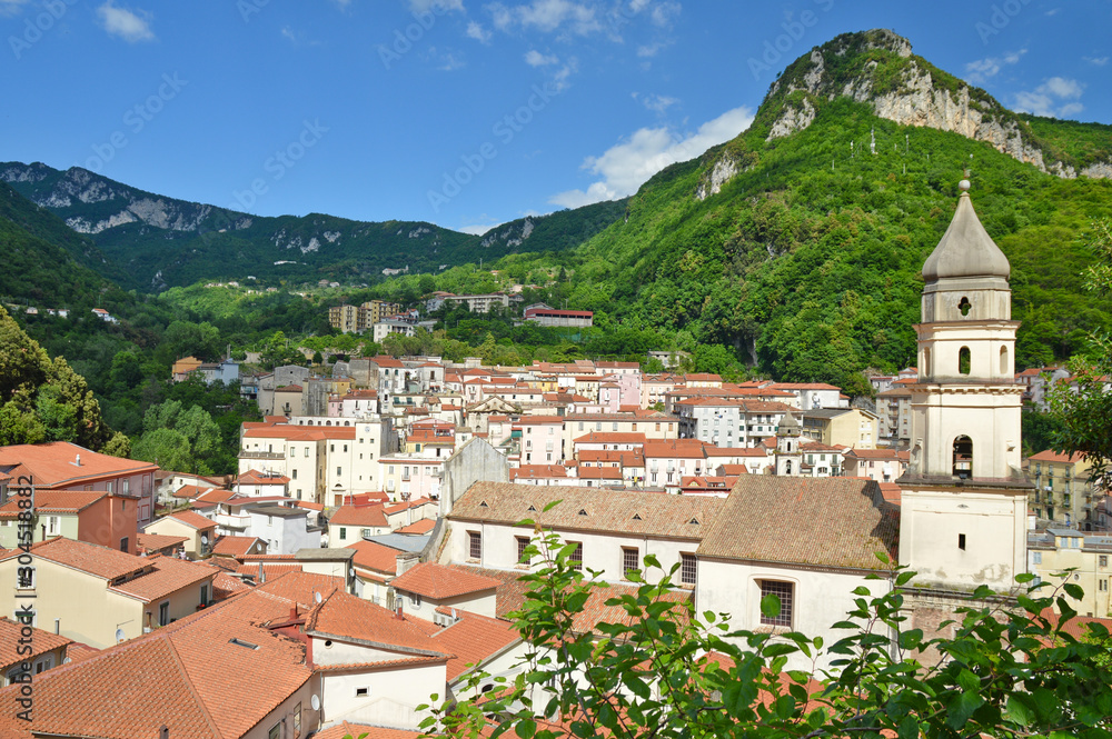 Panoramic view of Campagna, old town in Salerno province, Italy.