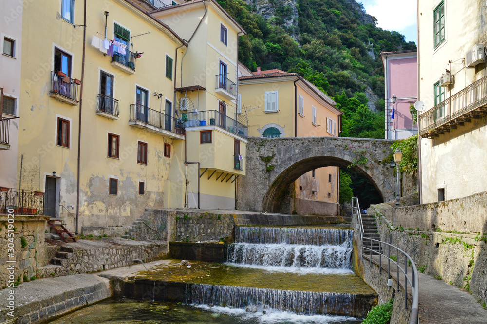 A river in Campagna, old town of Salerno province, Italy.