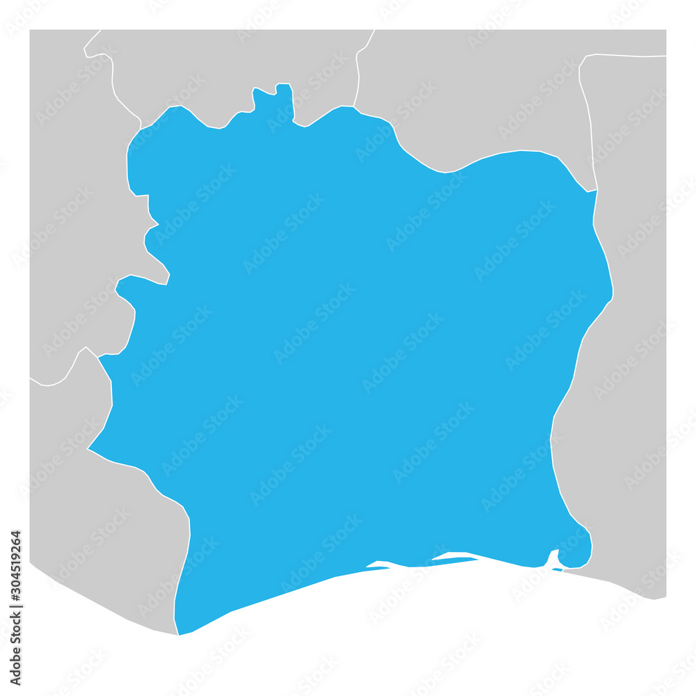 Map of Ivory Coast green highlighted with neighbor countries Map of Ivory Coast green highlighted with neighbor countries