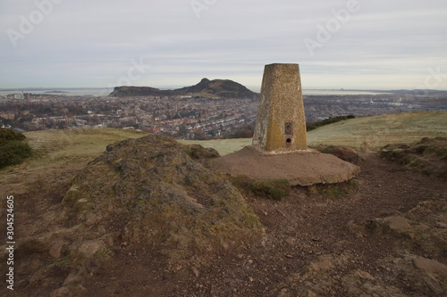 Hilltop rocks & trig point overlooking Edinburgh City