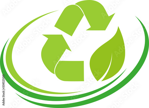 Recycling Pfeile, Blatt, Recycling und Umwelt Logo