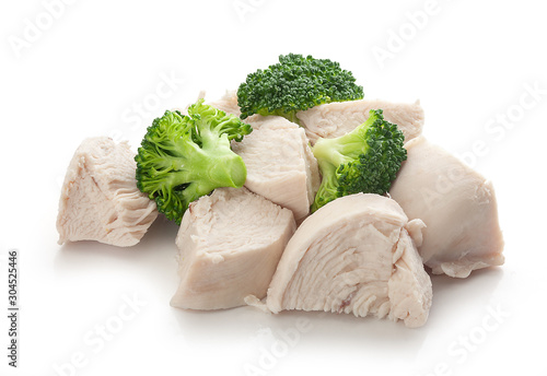 Принти на полотні Prepared chicken pieces with broccoli