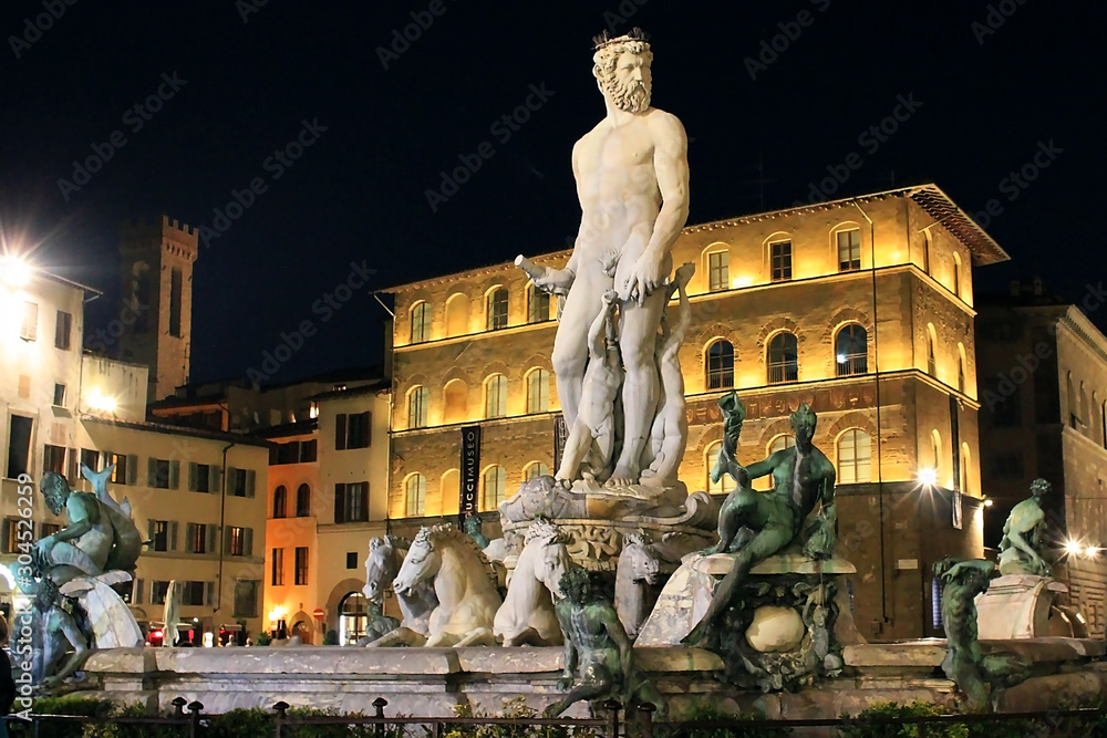 Florence evening. Neptune Fountain