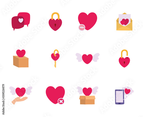 Isolated love icon set vector design