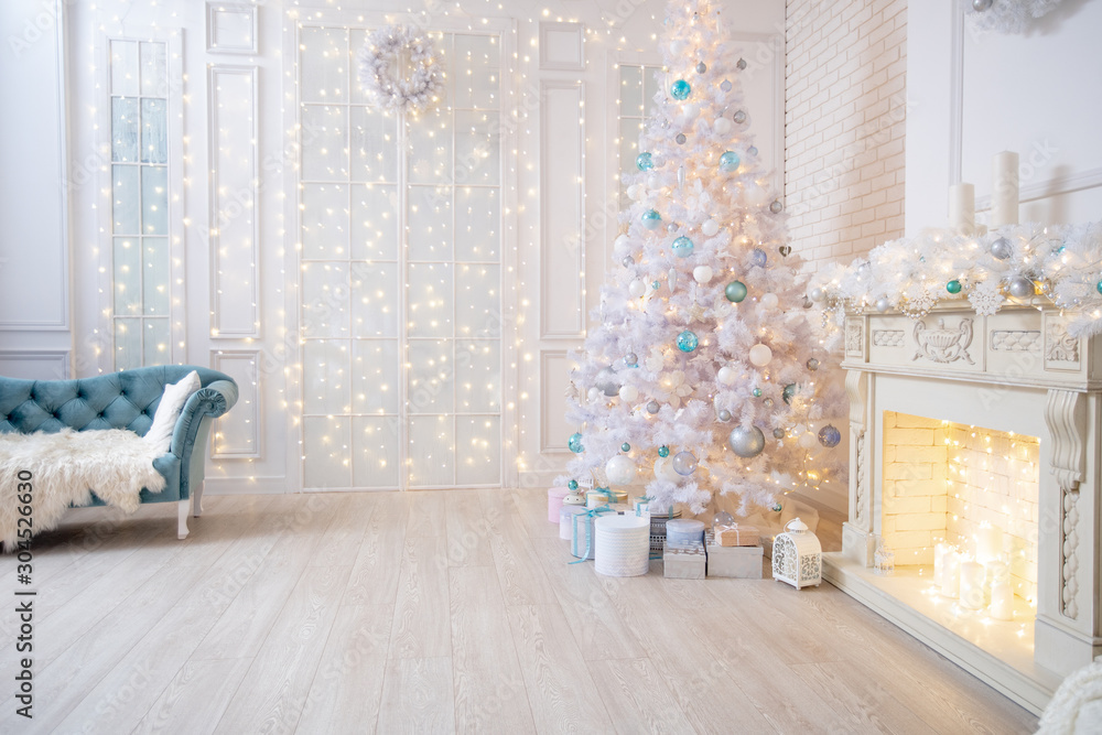 the interior of the living room in bright colors, decorated for ...