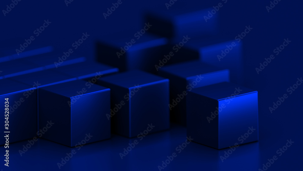 blue abstract background with cubes, wallpaper 3d illustration blue abstract background with cubes, wallpaper 3d illustration
