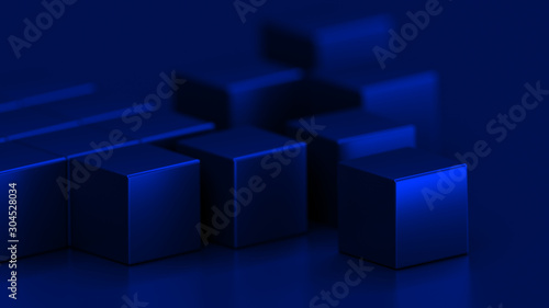 blue abstract background with cubes  wallpaper 3d illustration